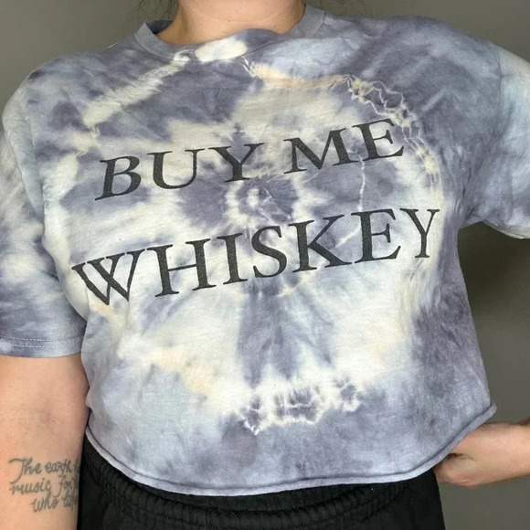 coco + pine Buy Me Whiskey Blue Tie Dye Cropped Shirt - Picture 5 of 8
